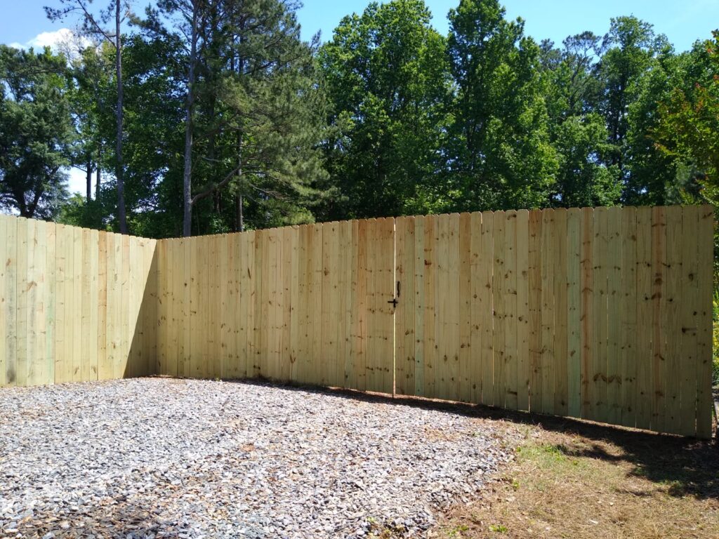 Residential wood fence perimeter project in Buford Georgia