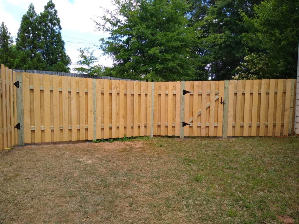 Residential cedar wood fence project in Lawrenceville Georgia